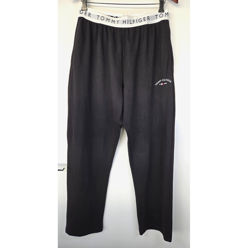 Tommy Hilfiger Jogger Pants Signature Label Waist Band Black Sleepwear Pockets